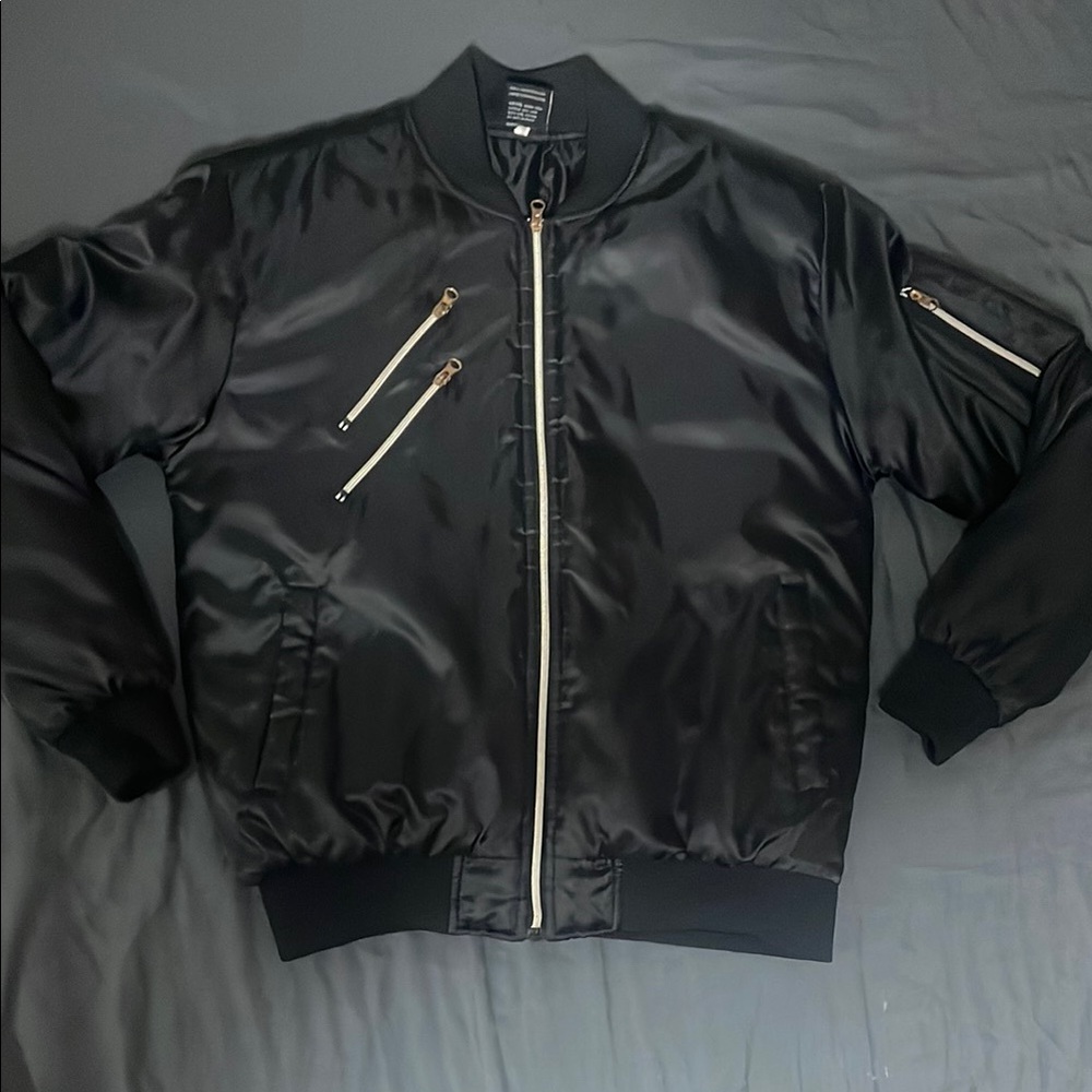Original Deluxe Black Bomber Jacket with Ribbed Cuffs